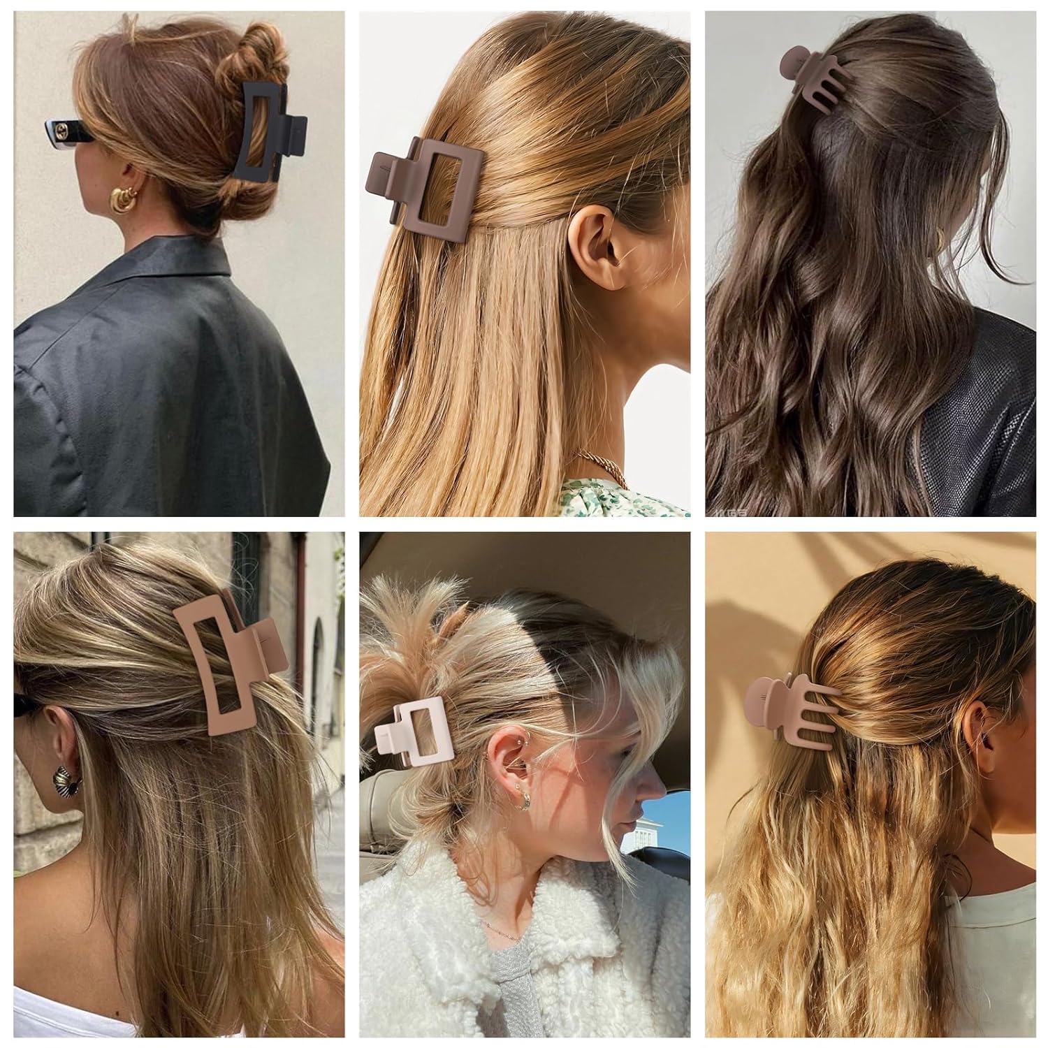 12 Pcs Hair Clips for Women 3 Styles Small Medium Large Claw Clips for Thin Thick Curly Hair, Strong Hold & Non-Slip Clips, Stylish Matte Plastic Hair Accessories Ideal Gifts for Women (Brown)